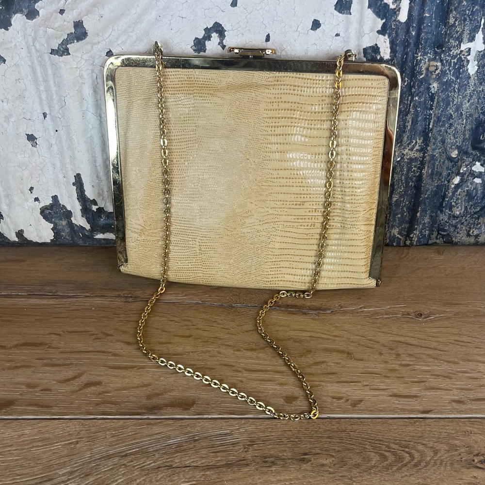 Vintage Etra Beige Leather Clutch Purse